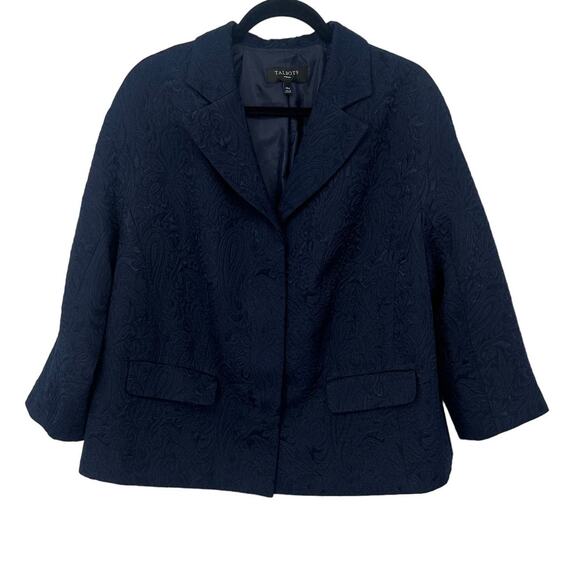 Talbots Jackets & Blazers - Talbots jacquard short jacket size 14 blue classy classic button coquette